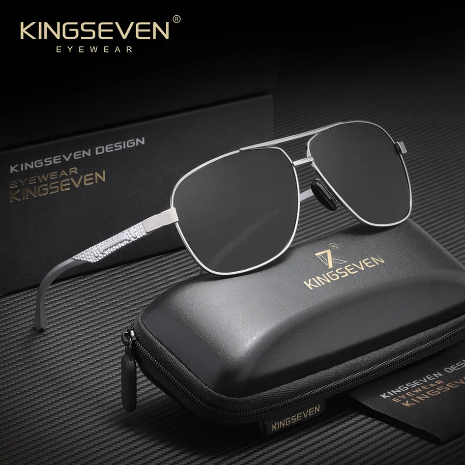KINGSEVEN Alloy Luxury Male Sunglasses Anti-Glare Lens Large Frame Glasses Men Women UV400 Polarized Classical Driving Eyewear