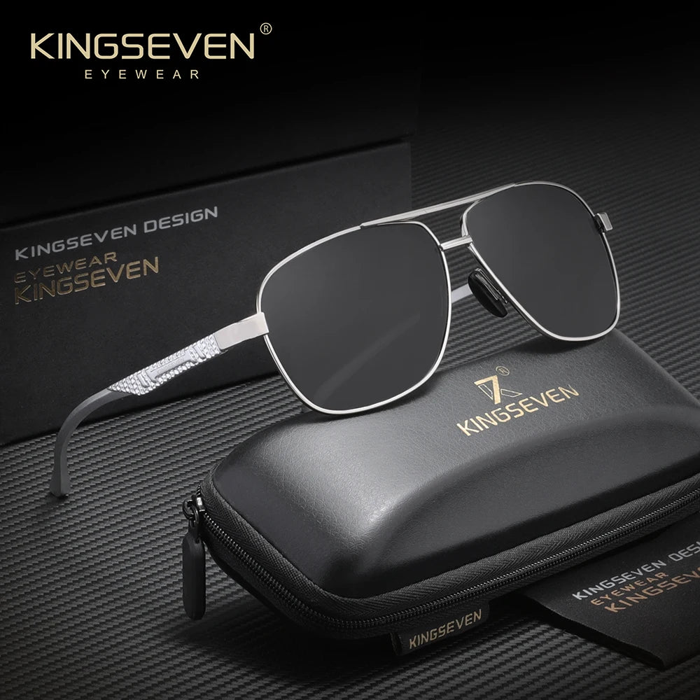 KINGSEVEN Alloy Luxury Male Sunglasses Anti-Glare Lens Large Frame Glasses Men Women UV400 Polarized Classical Driving Eyewear