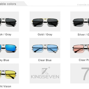 KINGSEVEN Original Fashion Polarized UV400 Sunglasses Vintage Rectangle Frame Men Women Driving Alloy Glasses Outdoor Eyewear