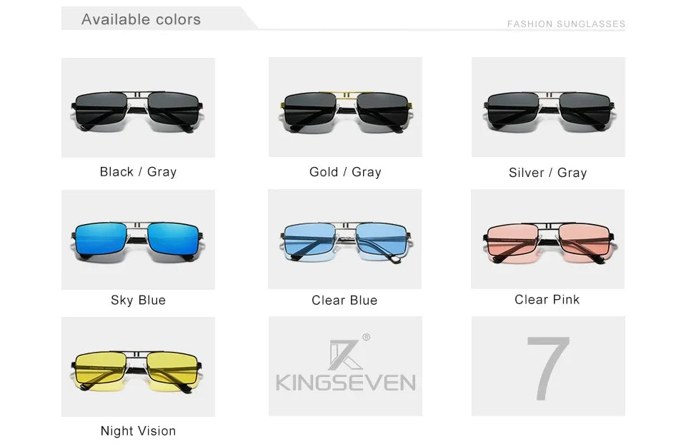 KINGSEVEN Original Fashion Polarized UV400 Sunglasses Vintage Rectangle Frame Men Women Driving Alloy Glasses Outdoor Eyewear