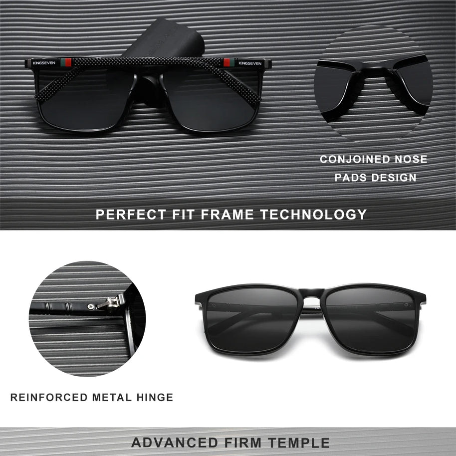 KINGSEVEN Large Frame Sunglasses Men/Women Polarized UV400 Lens Causal Glasses Vintage Rectangle Fishing Driving Outdoor Eyewear