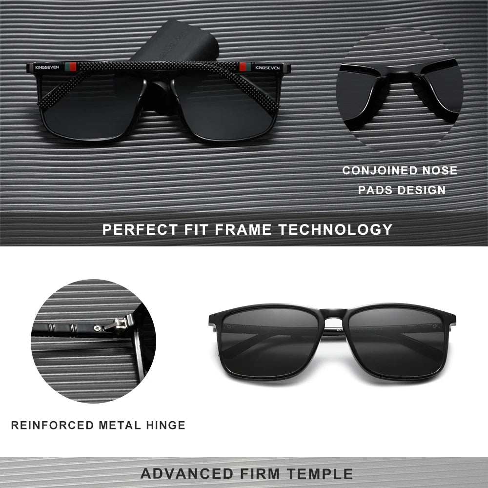 KINGSEVEN Large Frame Sunglasses Men/Women Polarized UV400 Lens Causal Glasses Vintage Rectangle Fishing Driving Outdoor Eyewear