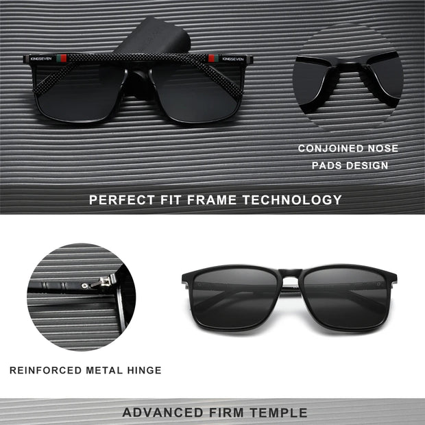 KINGSEVEN Large Frame Sunglasses Men/Women Polarized UV400 Lens Causal Glasses Vintage Rectangle Fishing Driving Outdoor Eyewear