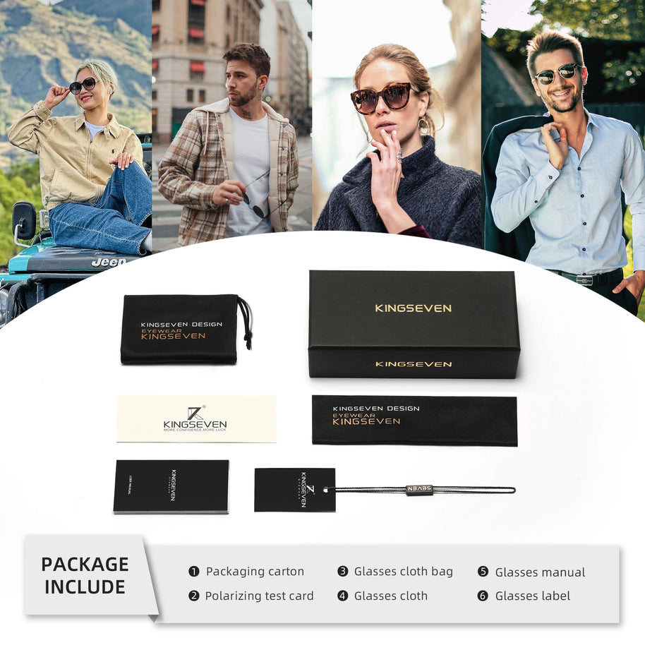 KINGSEVEN Brand Men Trendy Sunglasses Fashion Square Alloy Frame Women Polarized UV400 Glassses Luxury Driving Outdoor Eyewear