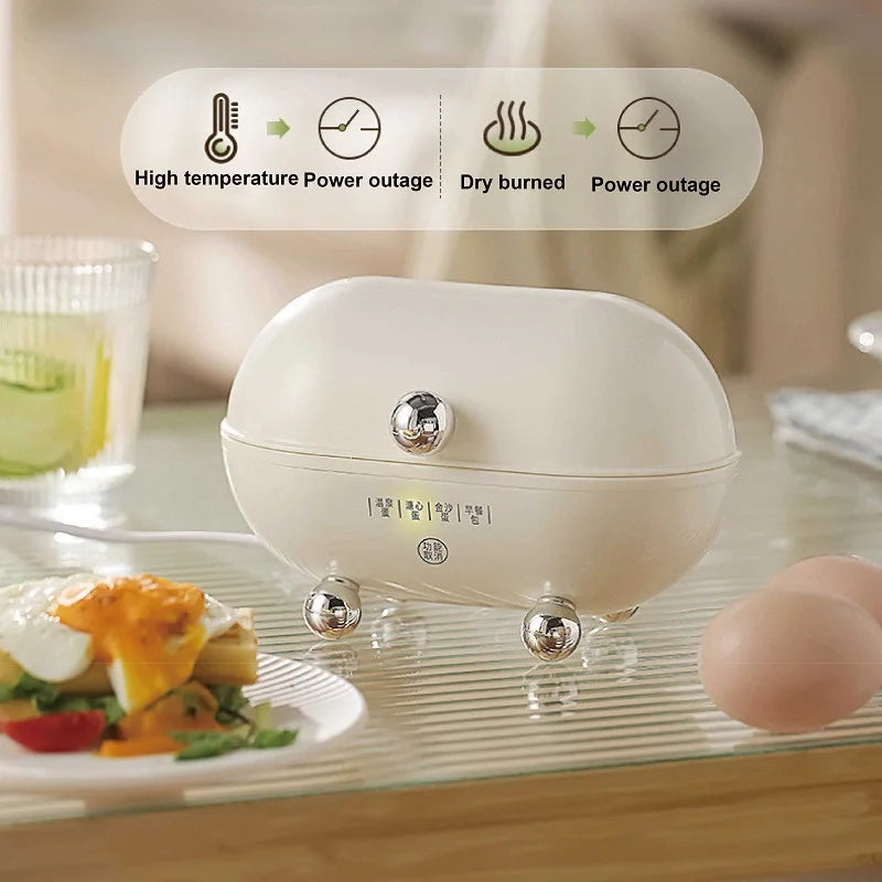 Egg Cooker Portable Low Power Student Dormitory Mini Breakfast Machine Automatic Power Off Electric Steamer Kitchen Tool 120W