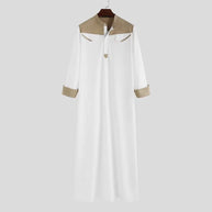 Muslim men's robe color matching Arab Middle East long robe Islamic men's clothing