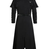 Vintage Halloween Medieval Steampunk Assassin Elves Pirate Costume Adult Men Black Long Split Jacket Gothic Armor Leather Coats