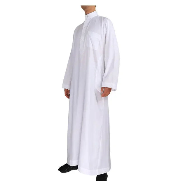 Men Casual Loose Kaftan Muslim Thobe Jubba Dishdasha Thawb Islamic Dress Abaya Arab Plain Color Robe