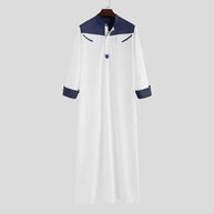 Muslim men's robe color matching Arab Middle East long robe Islamic men's clothing