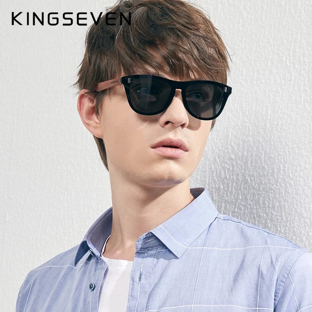 KINGSEVEN Brand Classical Wooden Sunglasses Men Retro Causal Polarized Rimless Women Glasses Anti-UV400 Wood Fashion Eyewear