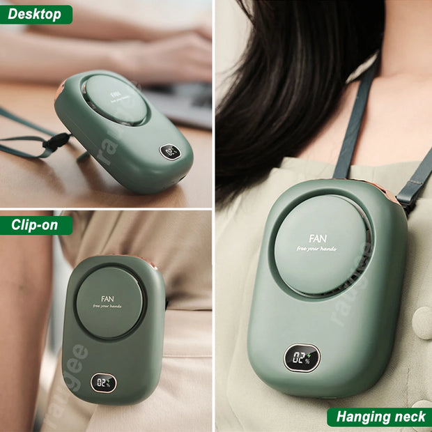 Portable Waist Fan Mini Waist Clip Fan Bladeless Portable Neck Fan USB Rechargeable Wireless Hanging Neck Fan for Outdoor Travel
