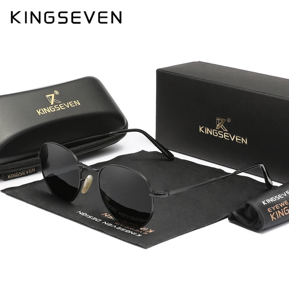 KINGSEVEN New Fashion Polygon Sunglasses Men Women‘s Polarized UV400 Eye Protect Lens Glasses Round Frame Outdoor Causal Eyewear
