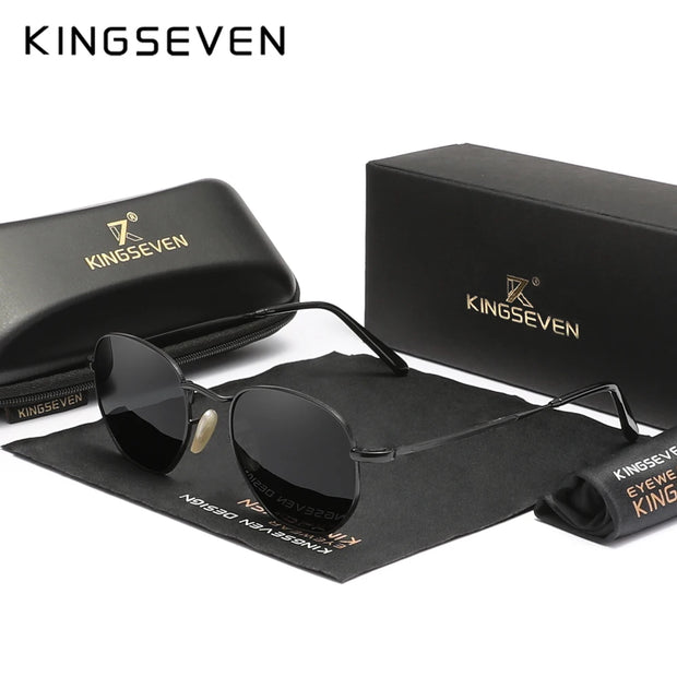 KINGSEVEN New Fashion Polygon Sunglasses Men Women‘s Polarized UV400 Eye Protect Lens Glasses Round Frame Outdoor Causal Eyewear