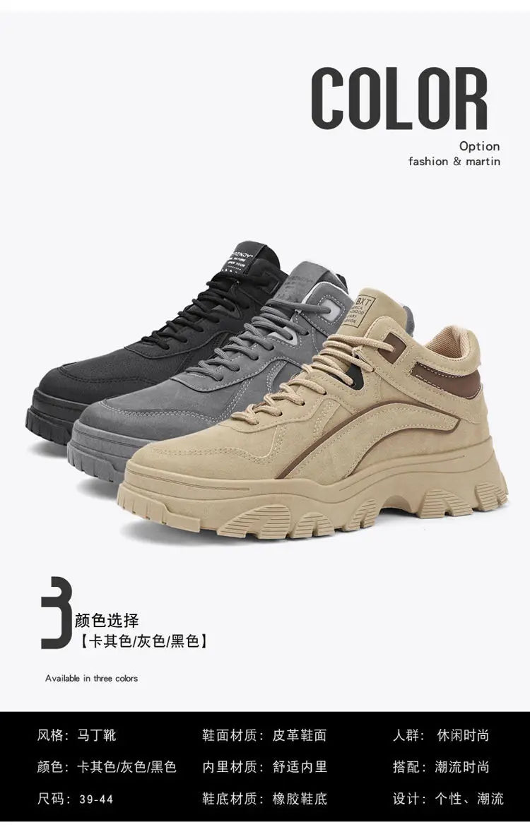 Men's Desert Boots Winter Warmth Tactical 2024 New Men's Fashion Strap Naked Boots Outdoor Platform Work Shoes Bota Masculina