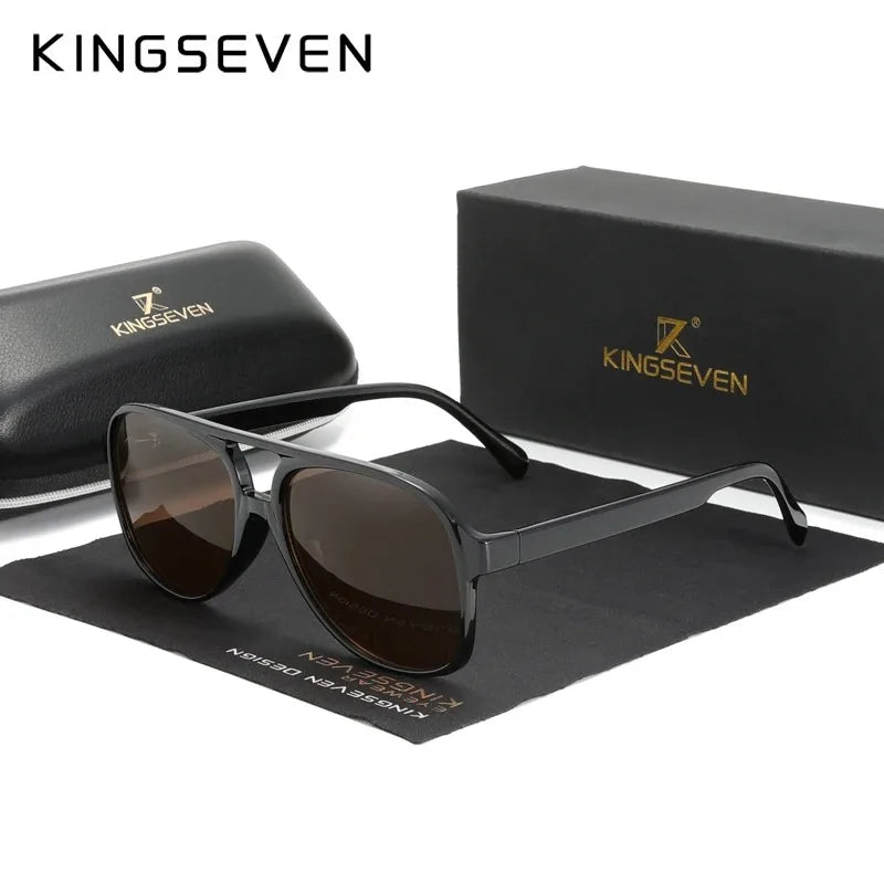 KINGSEVEN Classical Driving Sunglasses Women Men Retro Square Large Frame UV400 Glasses Vintage Anti-glare Night Vision Eyewear