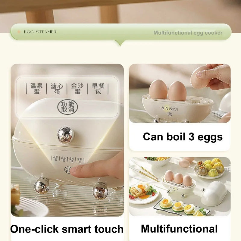 Egg Cooker Portable Low Power Student Dormitory Mini Breakfast Machine Automatic Power Off Electric Steamer Kitchen Tool 120W