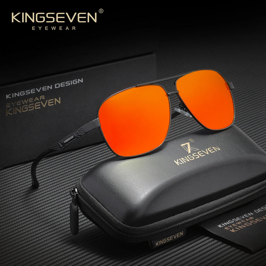 KINGSEVEN Alloy Luxury Male Sunglasses Anti-Glare Lens Large Frame Glasses Men Women UV400 Polarized Classical Driving Eyewear