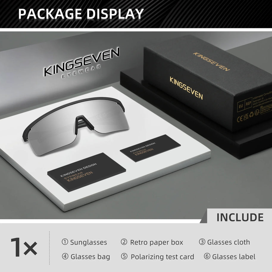 KINGSEVEN Brand Cycling Sunglasses Men Women Bicycle Glasses Climbing Anti-UV Bike Sports Large Frame
