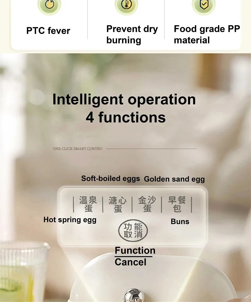 Egg Cooker Portable Low Power Student Dormitory Mini Breakfast Machine Automatic Power Off Electric Steamer Kitchen Tool 120W