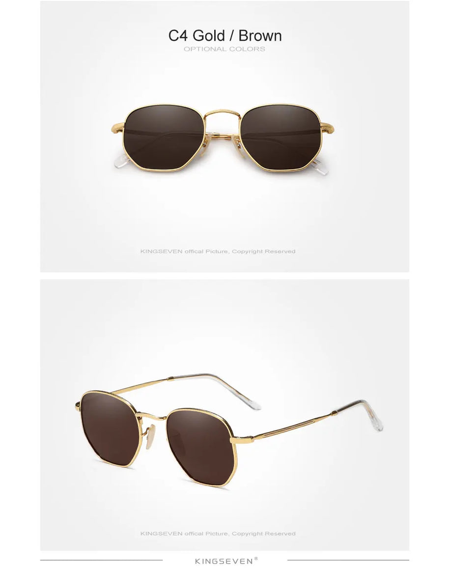 KINGSEVEN New Fashion Polygon Sunglasses Men Women‘s Polarized UV400 Eye Protect Lens Glasses Round Frame Outdoor Causal Eyewear