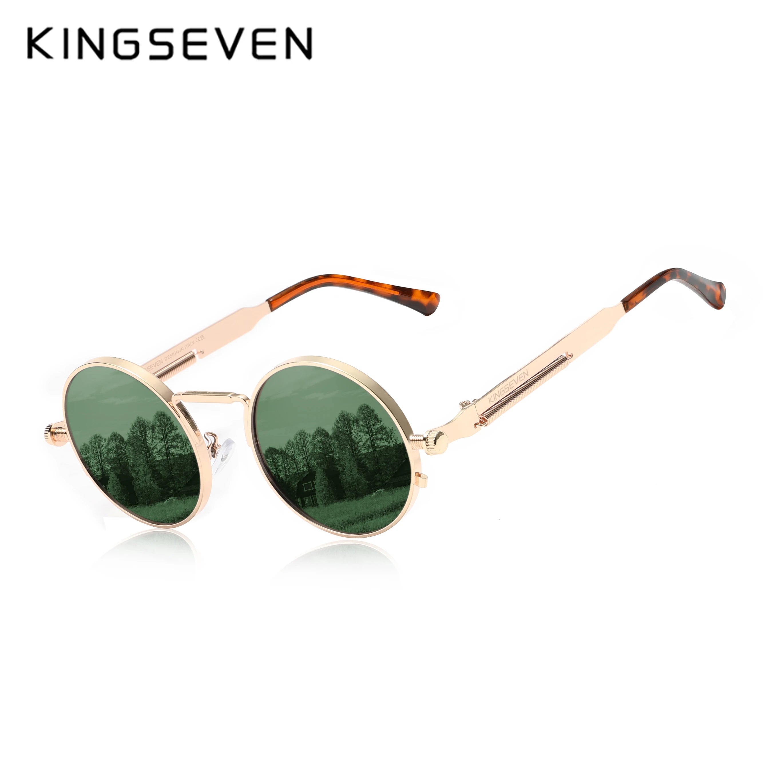 KINGSEVEN Brand Retro Sunglasses Gothic Steampunk Polarized UV400 Men Women Eyewear Round Frame Outdoor Photochromic Glasses