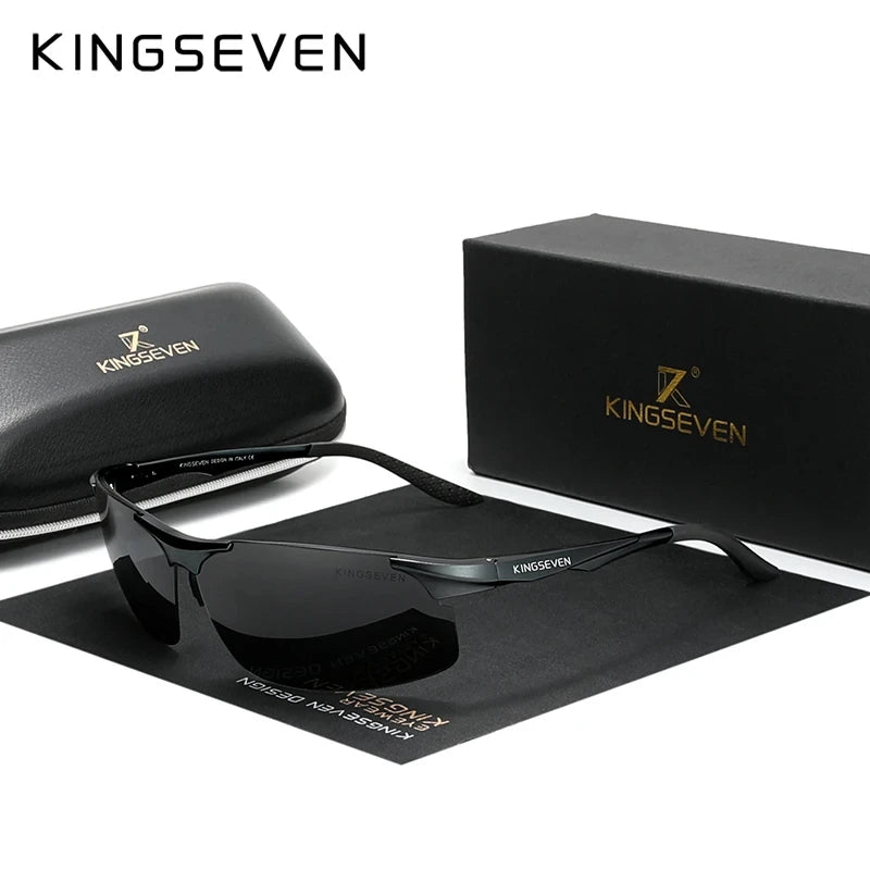 KINGSEVEN Aluminum Sunglasses For Men Driving Mirror Lens UV400 Polarized Glasses Cycling Sports Use High Quality Eyewear