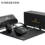 KINGSEVEN Fashion Steampunk Vintage Sunglasses Men Round Lens Polarized Eye Protection Glasses Driving Men's Eyewear