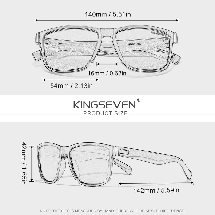 KINGSEVEN Luxury Sunglasses Men Women Travel Driving Square Frame Anti-Glare TR90 Polarized UV400 Trendy Male Fishing Eyewear