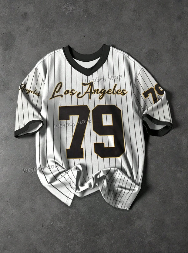 Mens LOS ANLELES 79 Print tees Short Sleeve T Shirt Man Sportwear Brooklyn Racing Football Tee Vintage Casual Tops Men Clothes