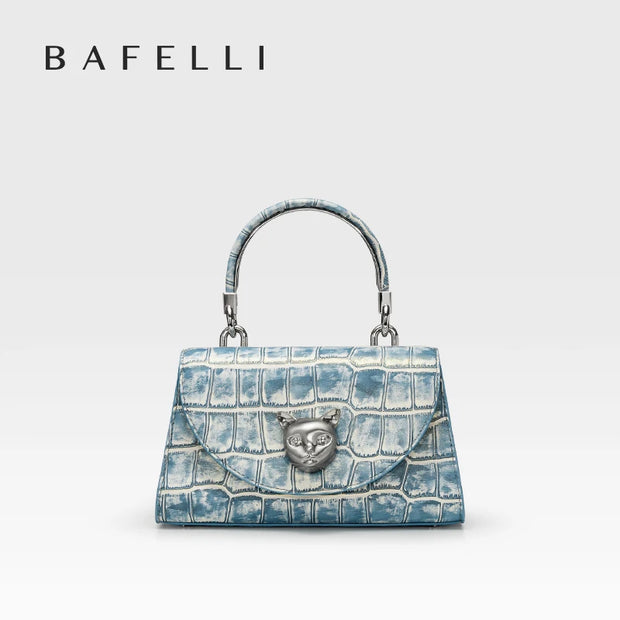 BAFELLI 2025 WOMEN'S NEW BAG ORIGINAL DESIGNER LUXURY BRAND CAT CASUAL STYLE TREND PURSE CROCODILE LEATHER HANDBAGS