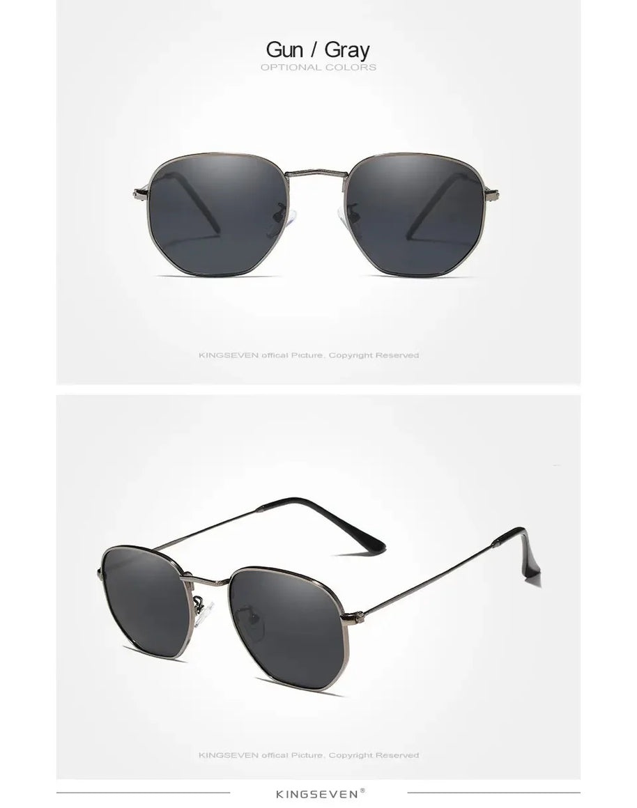 KINGSEVEN Fashion Classical Women Sunglasses Men Polarized UV400 Ladies Round Thin Frame Glassses Luxury Causal Driving Eyewear