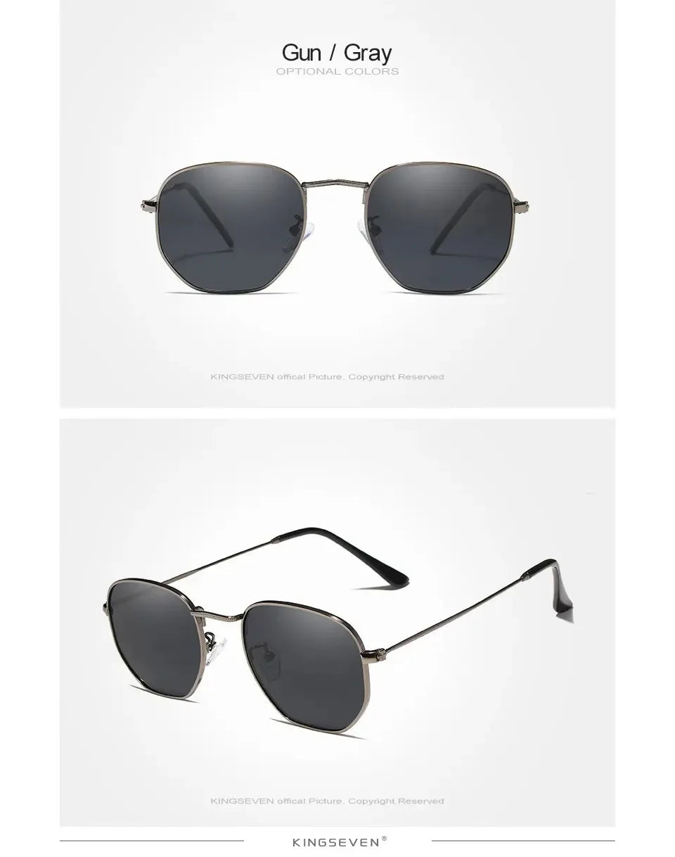 KINGSEVEN Fashion Classical Women Sunglasses Men Polarized UV400 Ladies Round Thin Frame Glassses Luxury Causal Driving Eyewear