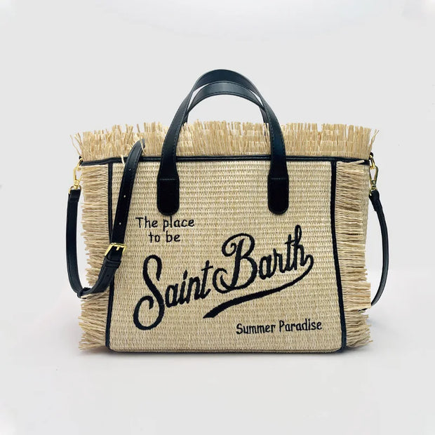 SAINT BARTH new crossbody bag for women's travel, solid color denim, small size, handmade tassel handbag, tote bag
