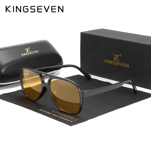 KINGSEVEN Classical Driving Sunglasses Women Men Retro Square Large Frame UV400 Glasses Vintage Anti-glare Night Vision Eyewear