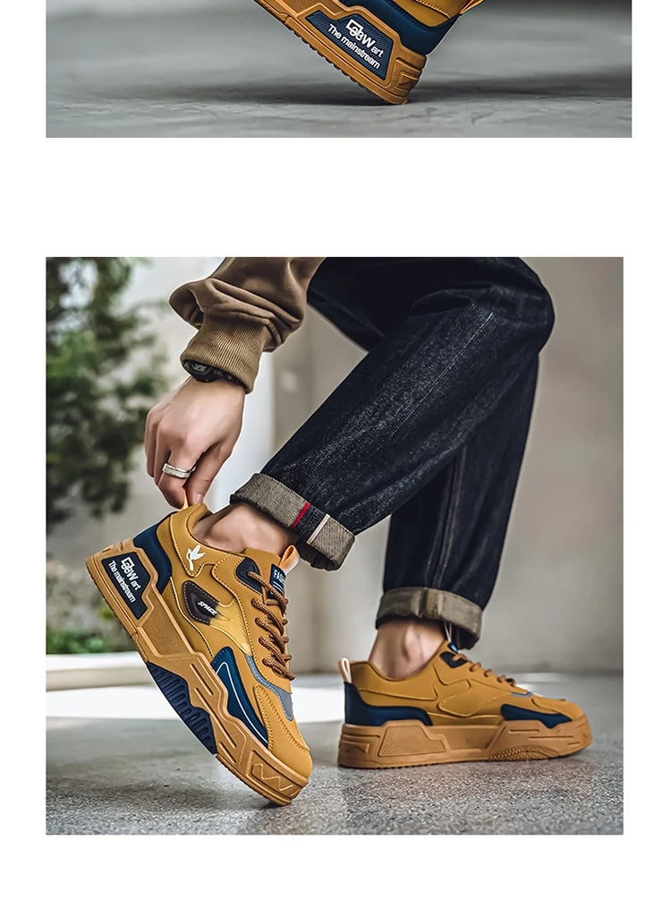 Men's Casual Shoes Soft Sole Breathable Leather Shoes Comfort Trainer Running Jogging Shoes Lightweight Walking Sneakers Male