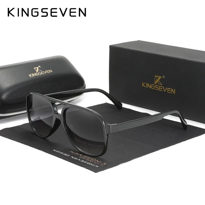 KINGSEVEN Classical Driving Sunglasses Women Men Retro Square Large Frame UV400 Glasses Vintage Anti-glare Night Vision Eyewear