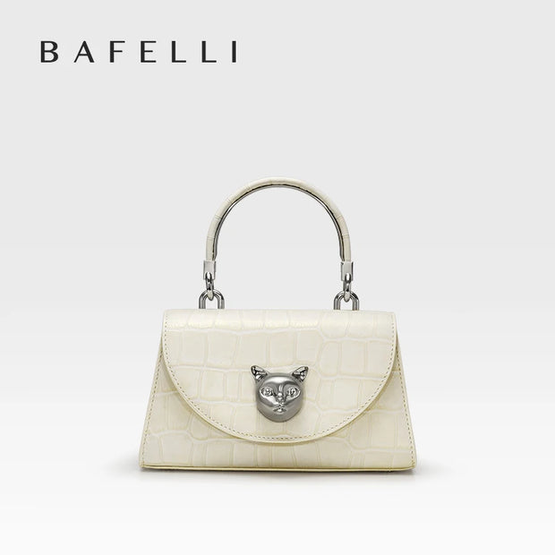 BAFELLI 2025 WOMEN'S NEW BAG ORIGINAL DESIGNER LUXURY BRAND CAT CASUAL STYLE TREND PURSE CROCODILE LEATHER HANDBAGS