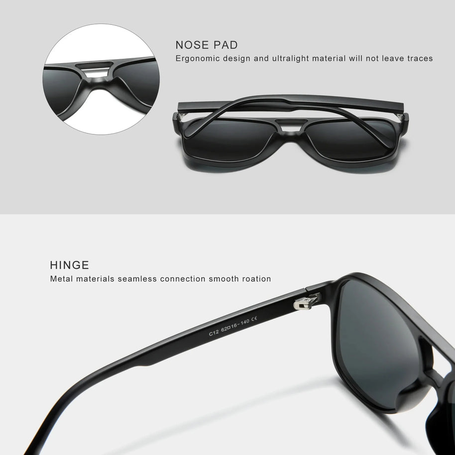KINGSEVEN Classical Driving Sunglasses Women Men Retro Square Large Frame UV400 Glasses Vintage Anti-glare Night Vision Eyewear