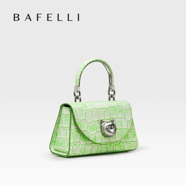 BAFELLI 2025 WOMEN'S NEW BAG ORIGINAL DESIGNER LUXURY BRAND CAT CASUAL STYLE TREND PURSE CROCODILE LEATHER HANDBAGS