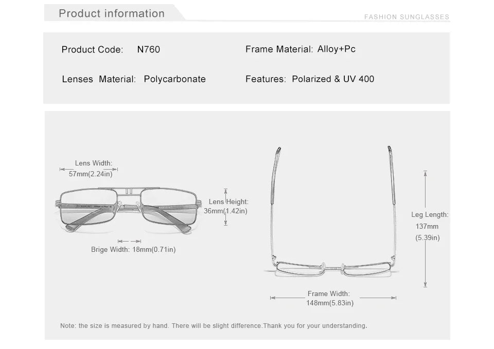 KINGSEVEN Original Fashion Polarized UV400 Sunglasses Vintage Rectangle Frame Men Women Driving Alloy Glasses Outdoor Eyewear