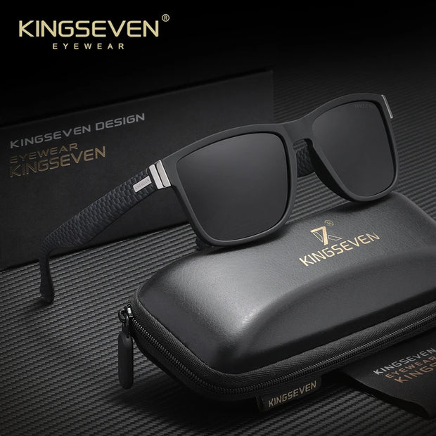 KINGSEVEN Luxury Sunglasses Men Women Travel Driving Square Frame Anti-Glare TR90 Polarized UV400 Trendy Male Fishing Eyewear