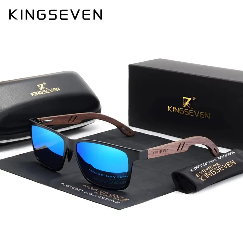 KINGSEVEN Brand Wooden Sunglasses High Quality Rectangle Frame Men Women's UV400 Polarized Lens Glasses Luxury Retro Eyewear
