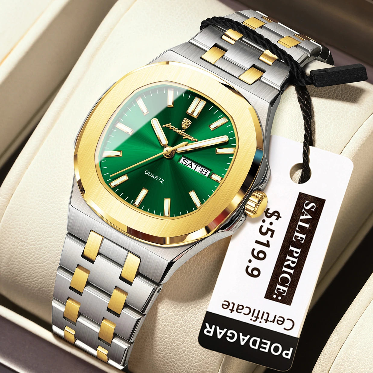 POEDAGAR Top Original Watch For Woman Luminous Date Week Square Ladies Watch Stainless Steel Quartz Women's Watches Female Reloj