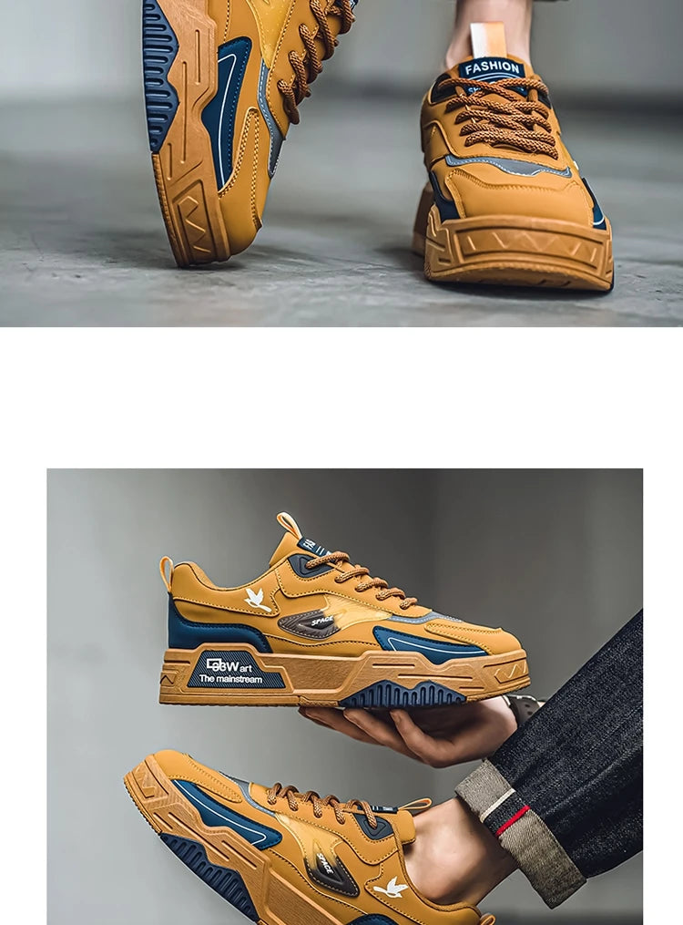 Men's Casual Shoes Soft Sole Breathable Leather Shoes Comfort Trainer Running Jogging Shoes Lightweight Walking Sneakers Male