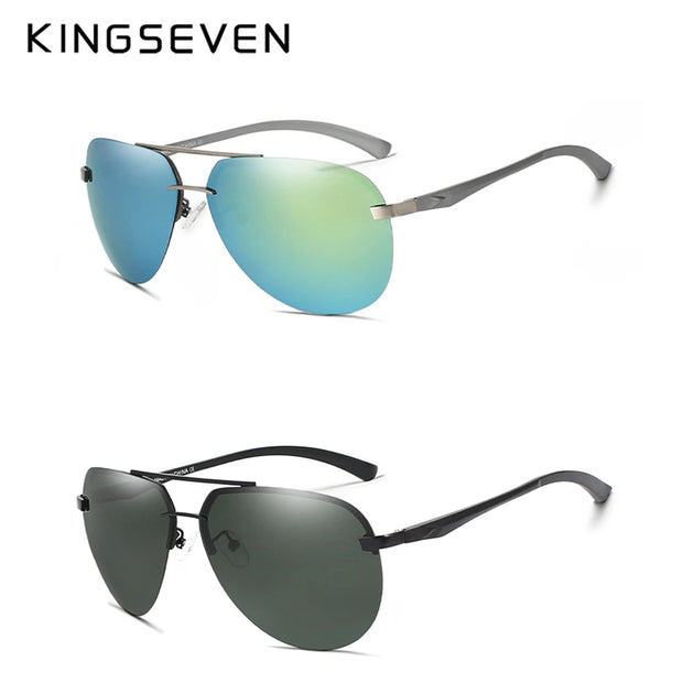 KINGSEVEN Pilot Rimless Sunglasses 2PCS Men Frameless Polarized UV400 Causal Sunscreen Glasses Women Vacation Outdoor Eyewear