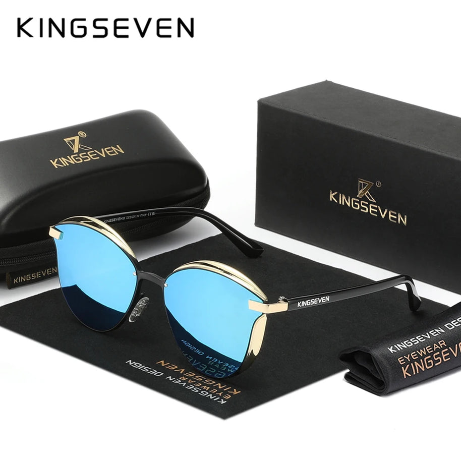 KINGSEVEN Fashion Cat Eye Polarized Sunglasses Women Luxury Ladies Driving Butterfly Glasses Men UV400 Large Frame Eyewear