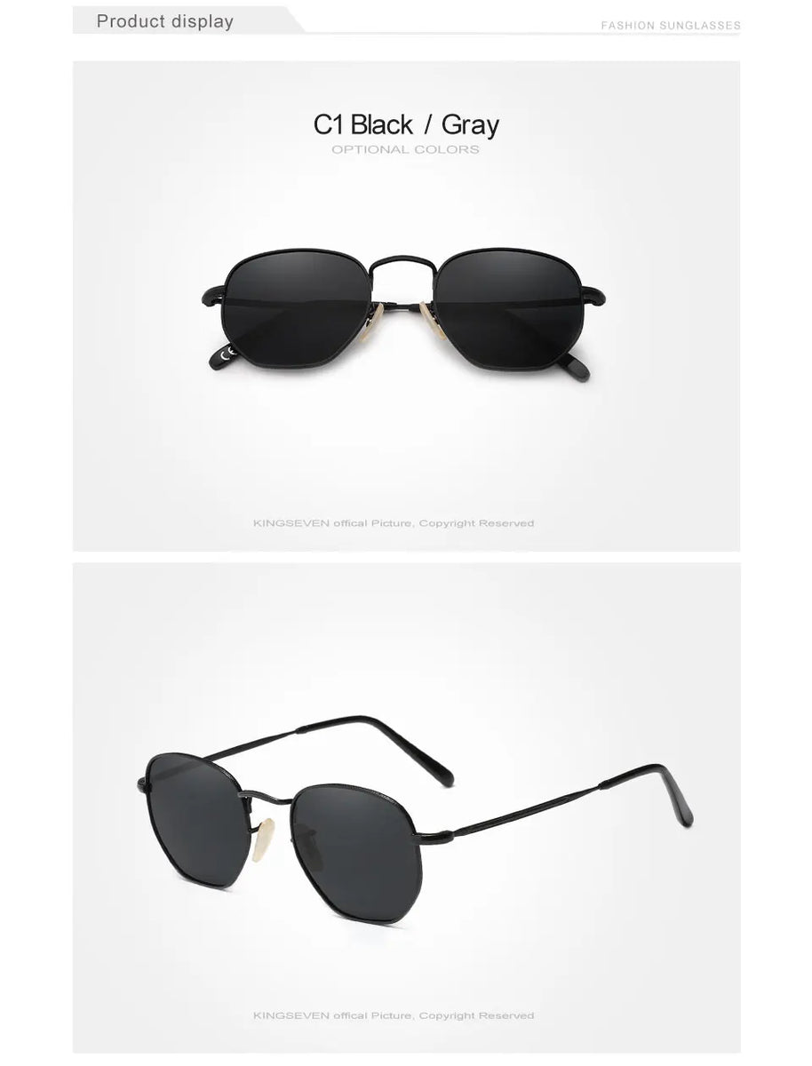 KINGSEVEN New Fashion Polygon Sunglasses Men Women‘s Polarized UV400 Eye Protect Lens Glasses Round Frame Outdoor Causal Eyewear