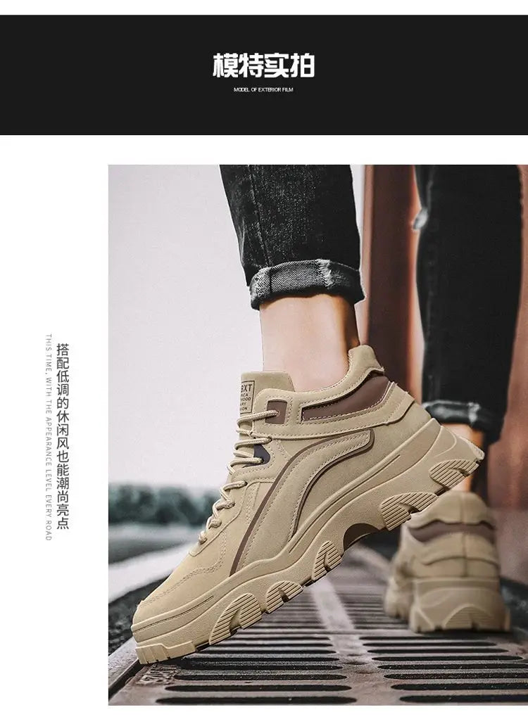 Men's Desert Boots Winter Warmth Tactical 2024 New Men's Fashion Strap Naked Boots Outdoor Platform Work Shoes Bota Masculina