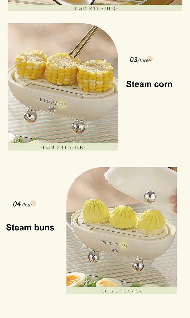Egg Cooker Portable Low Power Student Dormitory Mini Breakfast Machine Automatic Power Off Electric Steamer Kitchen Tool 120W