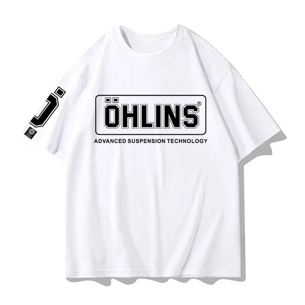 OHLINS Motorcycle Shock Absorber Printed Short-sleeved T-shirt Men's 2025 New Summer Racing Fans Trendy Harajuku Top T-shirt